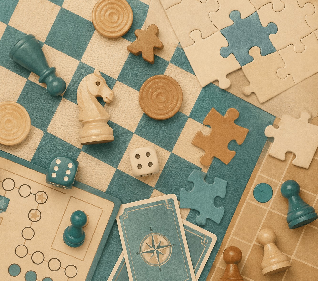 Zestaw gier planszowych i puzzli